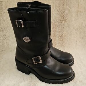 Harley-Davidson Black Leather Combat Boots